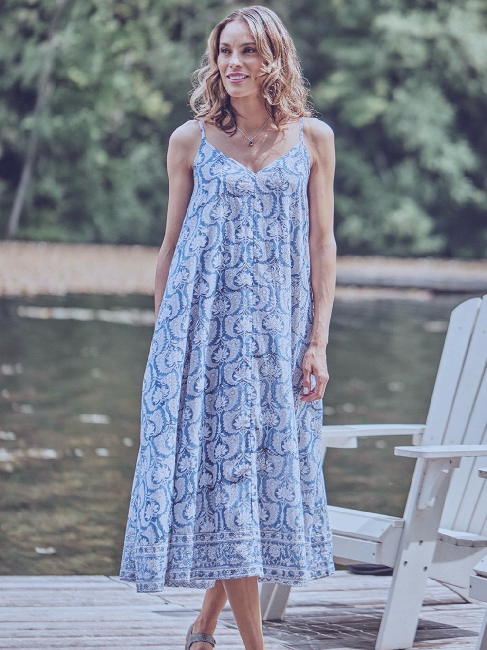 NWT April Cornell Bali Blockprint maxi sundress - Size Medium - Blue Paisley